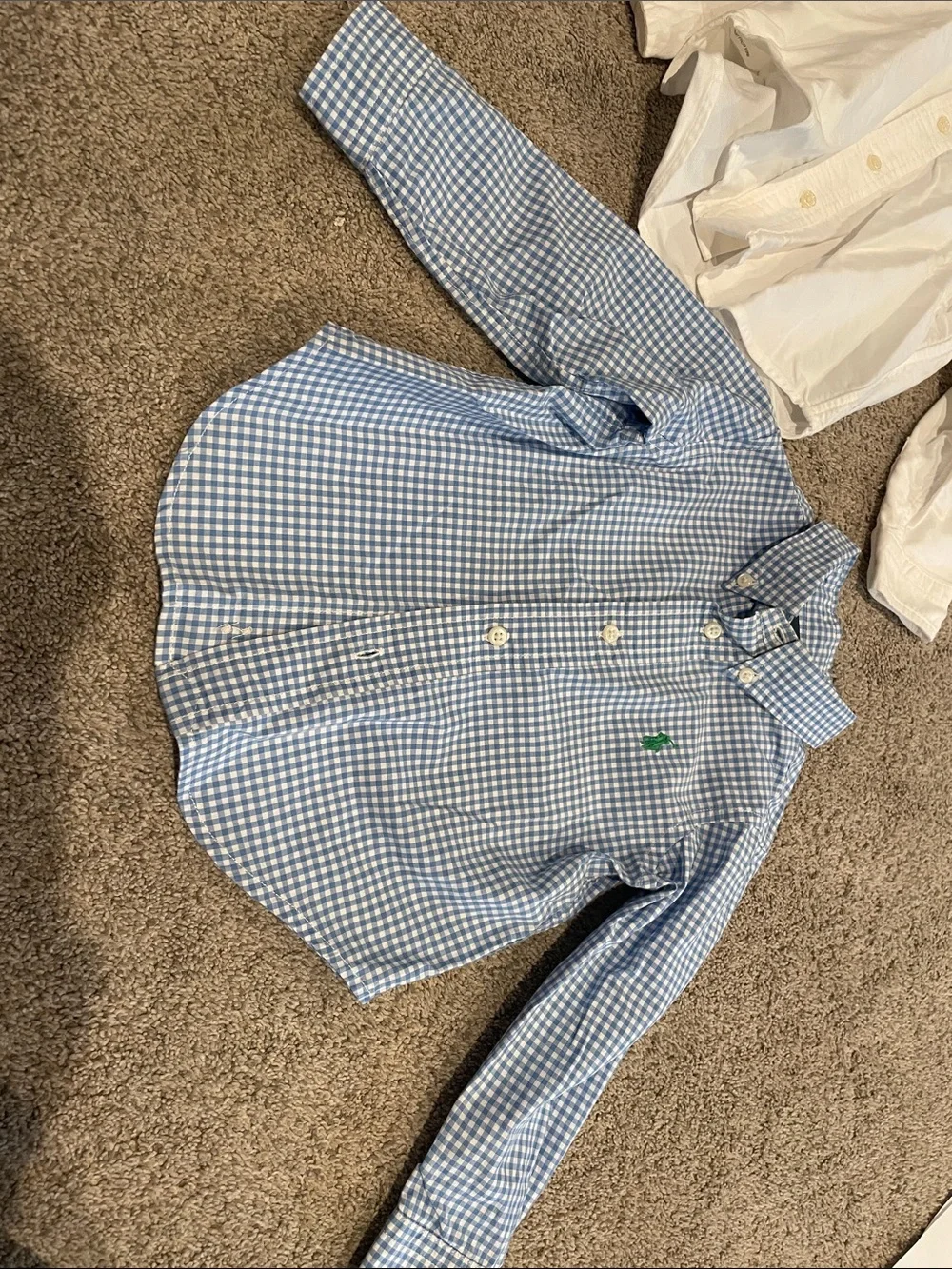 Ralph Lauren Boys Blue Gingham & White Button-Down Shirts (2)